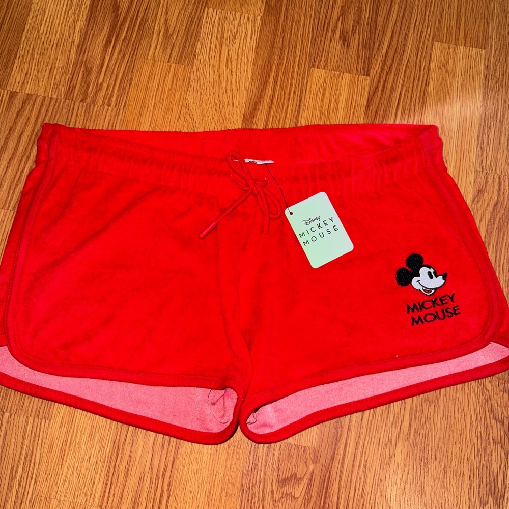 Disney Red Mickey Mouse Embroidered Shorts
